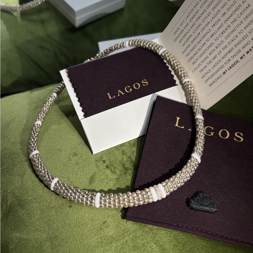 Lagos Caviar Necklace with Diamonds. 18” - Picture 3 of 6